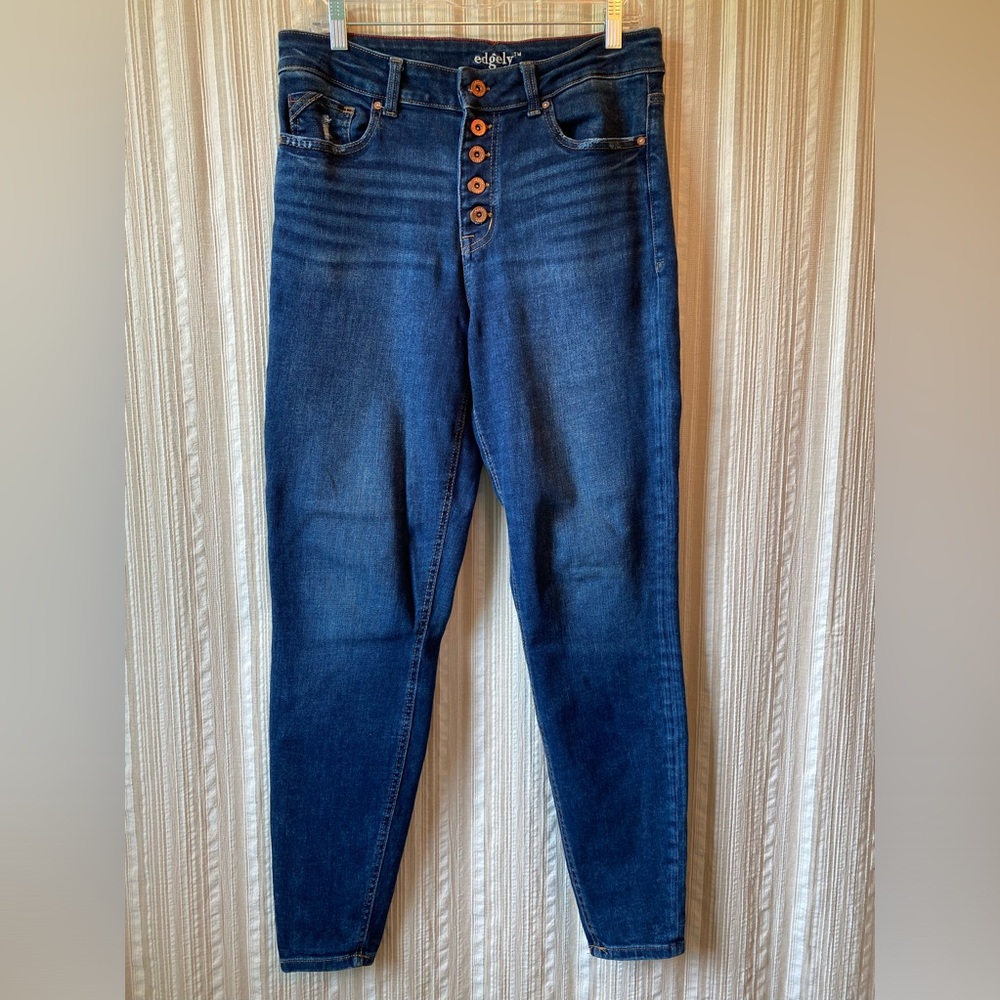 Edgely High-Rise Dark Blue Button-Fly Women’s Jeans